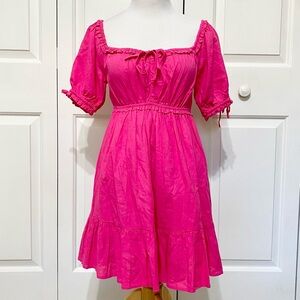 Cake For Dinner Hot Pink Linen Blend Fit And Flare Mini Dress